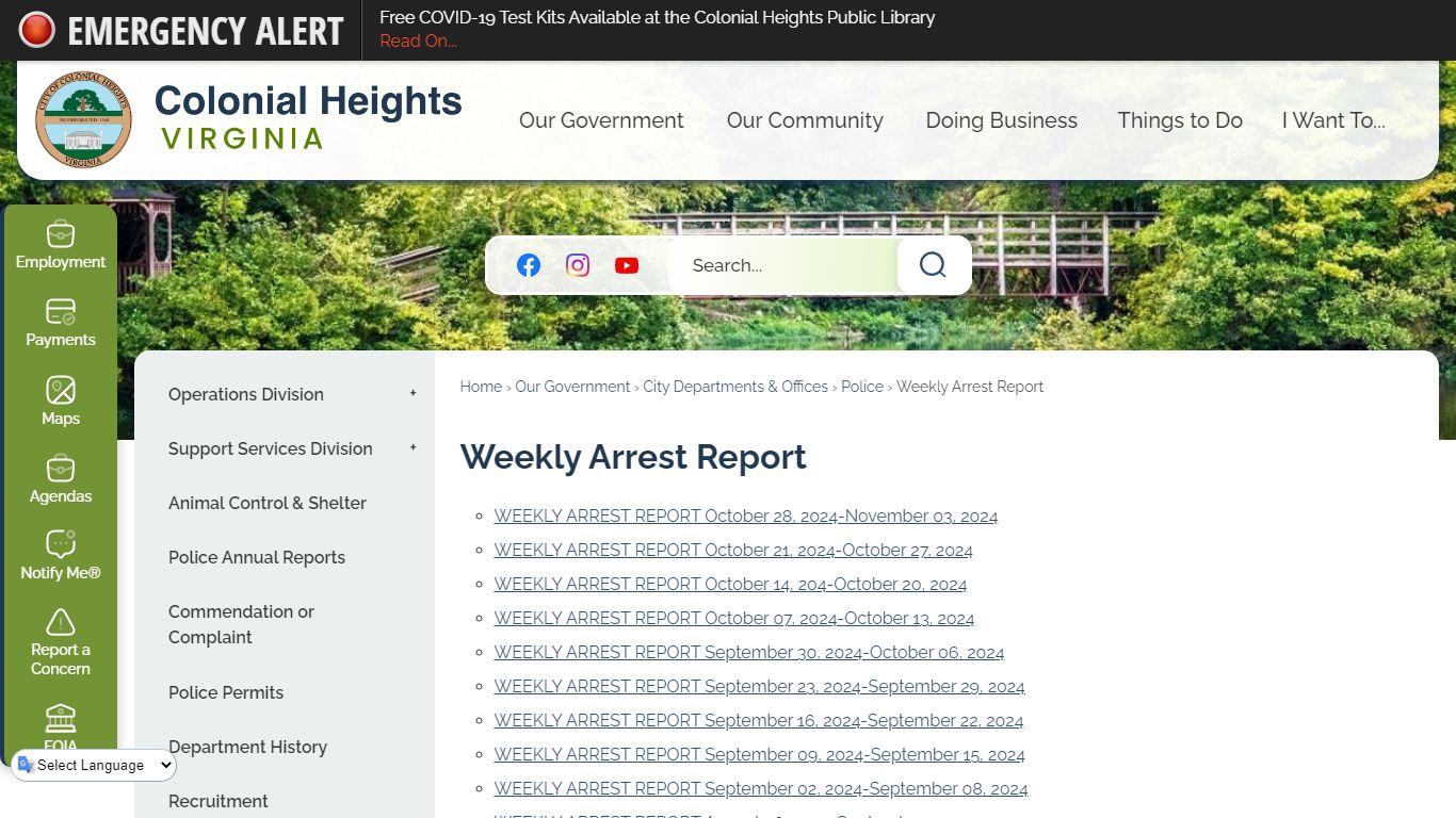 Weekly Arrest Report | Colonial Heights, VA - Official Website